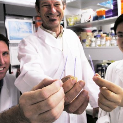 Holding the dipstick technology (from left) Dr Michael Mason, Professor Jimmy Botella and Yiping Zhou